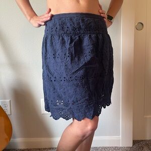 Max studio eyelet lace overlay cotton skirt